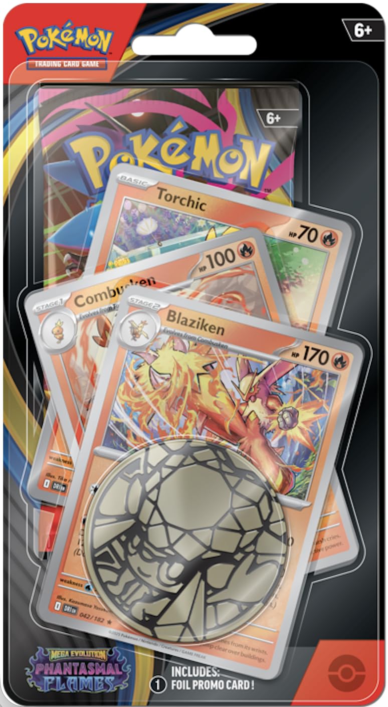 Pokemon TCG | Mega Evolution | Phantasmal Flames Blister Pack (1 Booster Pack, 3 Promo Cards and 1 Coin) | 15+ Years