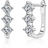 Moissanite Hoop Earrings for Women Lab Created 0.6 Carat-1.8 Carat Diamond Huggie Earrings White Gold Plated D Color Round Cut 925 Sterling Silver Earring GRA Certified