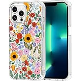 MOSNOVO Case for iPhone 13 Pro Max, [Buffertech 6.6ft Military-Grade Drop Protection] [Anti Peel Off Tech] Clear TPU Bumper Phone Case Cover Design - Blossom & Bloom
