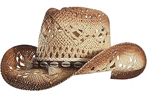 YESCRIBIR Straw Cowboy Cowgirl Hats for Women Men Summer Beach Sun Hat Panama Wide Brim Western Hat