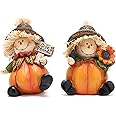 Hodao 2PCS Fall Harvest Scarecrow Decorations - Autumn Pumpkin Decor Figurines for Thanksgiving Party - Gift