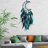 Donko Moon Dream Catcher Black & Blue Handmade Feather Wall Decor view 6