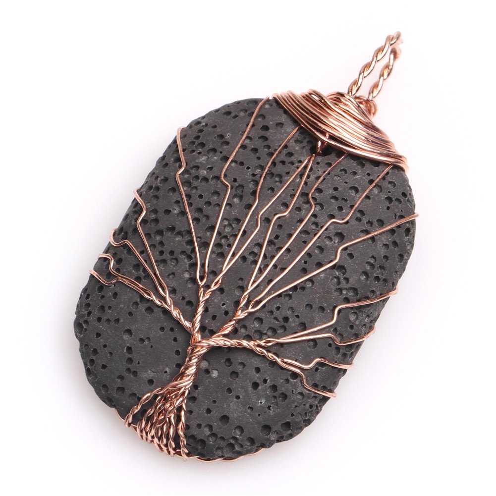 29x43mm Black Lava Worry Stone Semi Precious Cocktail Charkra Pendant Jewellery for Women