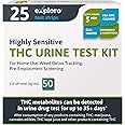 Exploro Highly Sensitive at Home Marijuana Drug Test Kit, THC Drug Test Kit Marijuana/Weed, THC Drug Test Urine, Easy Home Drug Test Marijuana/THC Substance Abuse, 25 THC Test Strips/Sticks, 50 ng/ml