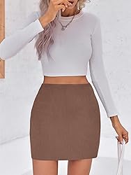 Wenrine Womens Mini Skirt High Waisted Basic Casual