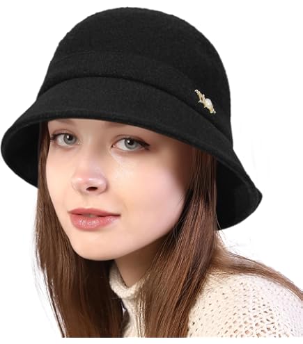 Women Elegant Winter Wool Bucket Hat 1920s Vintage Cloche  display picture 1