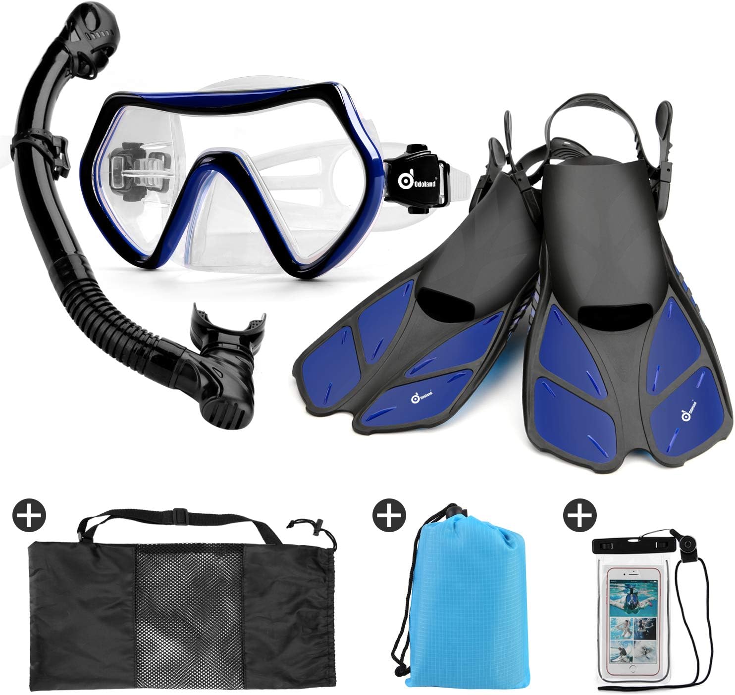 Odoland Snorkel Set 6in1 Snorkeling Packages, Diving Mask with Splash