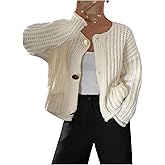 GORGLITTER Women's Chunky Knit Cardigan Sweaters Button Up Long Sleeve Open Front Coats