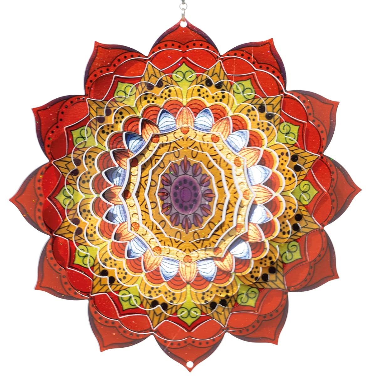 CIM Stainless Steel Wind Spinner - Mandala Bengal - Ø 250mm - easily turning wind mobile with brilliant colours and fine patterns - including suspension - attractive room, window and garden decoration
