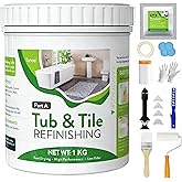 35oz White Tub and Tile Paint, Tub and Tile Refinishing Kit with 8 Tools, Semi-Gloss Bathtub Paint for Bathroom, 50-60sq.ft, Low Odor Bathtub Refinishing Kit for Fiberglass, Sink, Kitchen, Shower