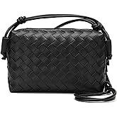 Honikoo Woven Crossbody Bags for Women Handmade Woven Purse Shoulder Bag Small Handbag PU Leather Purses Bag