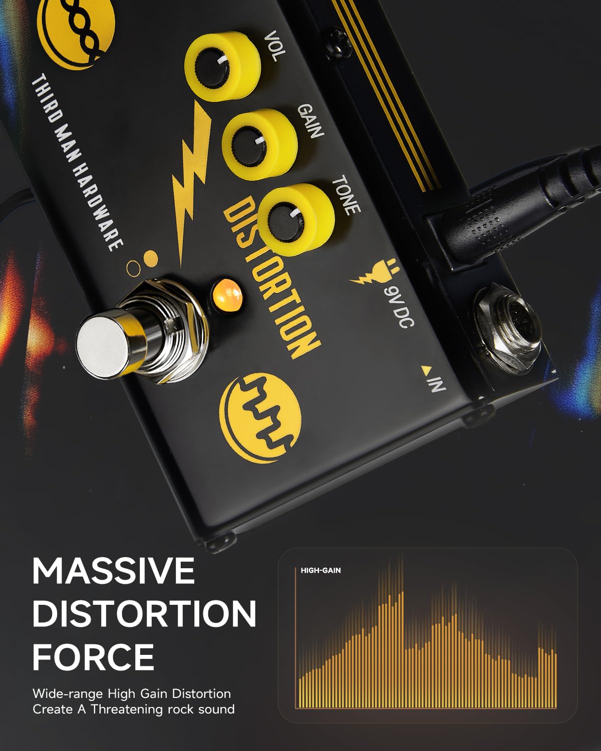Donner X Third Man Hardware Multi-Effect Pedal, Triple Threat 3-in-1 Analog Guitar Pedal Distortion Phaser Echo Pedal with Adapter for Electric Guitar