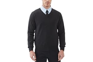 KALLSPIN Men’s 100% Cotton Sweater Pullover V Neck Long Sleeve Casual Lightweight Knitwear