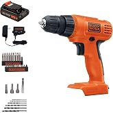 BLACK+DECKER 20V MAX POWERCONNECT Power Drill Cordless Drill Driver Electric Screwdriver with 30 Piece Bit Set and Drivers Kit, Battery and Charger Included (LD120VA)