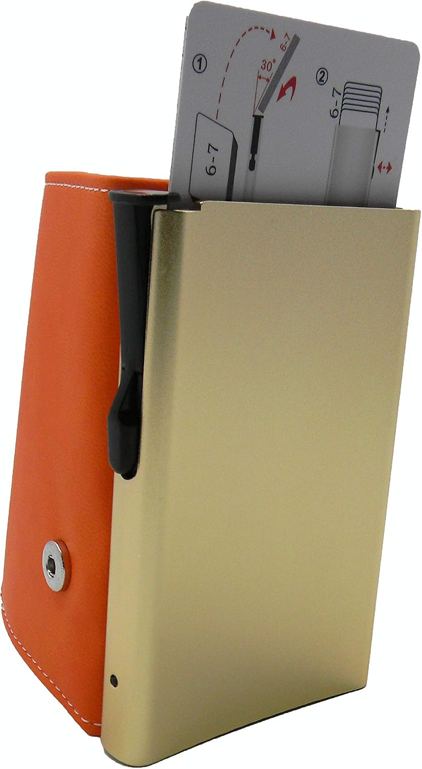 RF Distribution Leather Credit Card Holder, Orange, Taglia Unica, Classic - Image 3