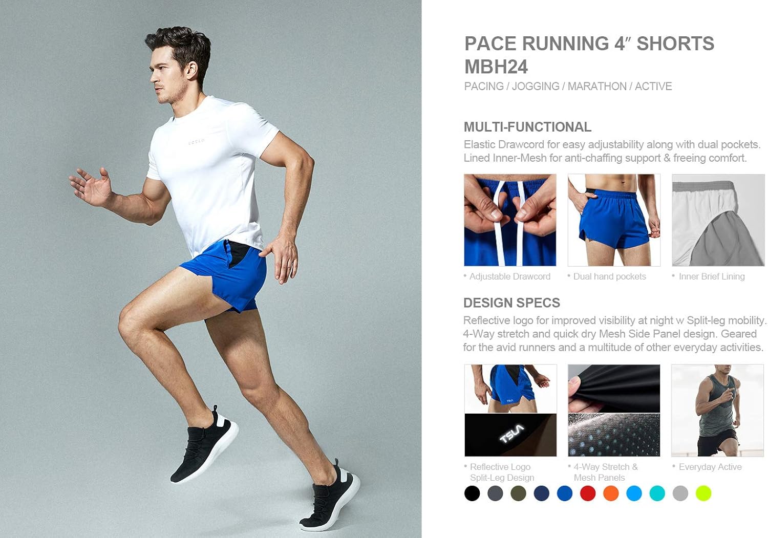 TSLA Men's Active Running Shorts, Training Exercise Workout Shorts, Quick Dry Gym Athletic Shorts with Pockets: Clothing