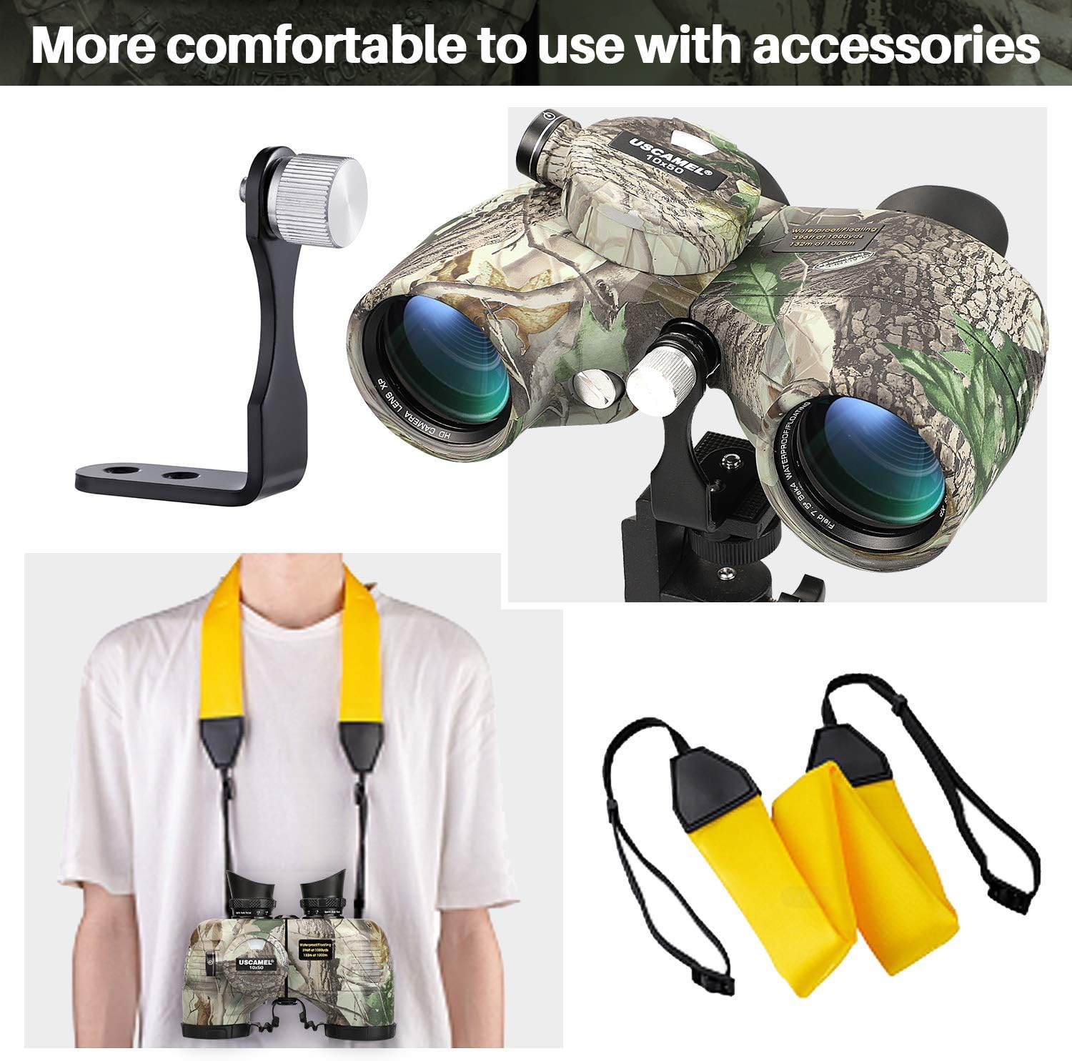 USCAMEL 10x50 Marine Binoculars for Adults, Waterproof Binoculars with Rangefinder Compass，BAK4 Prism FMC Lens Binoculars with Tripod Adapter for Navigation Bird Watching Hunting : Camera & Photo