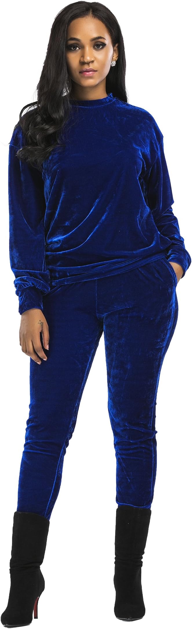 Aecibzo Women's 2 Pieces Long Sleeve Velvet Sweatshirt and Pants Tracksuit Outfits