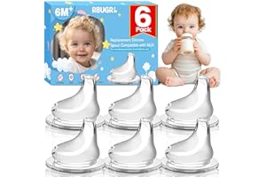 RBUGR 6 Pack Replacement Silicone Spout Compatible with NUK Active and Learner Cups, Sippy Cup Nipple for NUK Sippy Cup & Learner Cup, 100% Silicone Sippy Nipples for 6m+