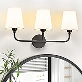 Kvhiiw Bathroom Vanity Light, Matte Black Bathroom Light Fixtures, 3-Light Lighting Fixtures Over Mirror, Modern Wall Sconce 