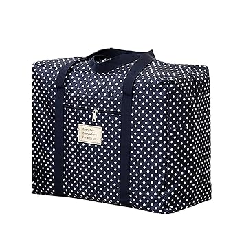 Getko Waterproof Nylon Foldable Large Capacity Lightweight Carry-on Luggage Bag(Blue Polka Dot)