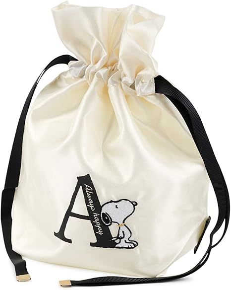 Amazon スヌーピー 巾着 イニシャル A ベージュ ランチバッグ ランチ巾着 ランチベルト オンライン通販