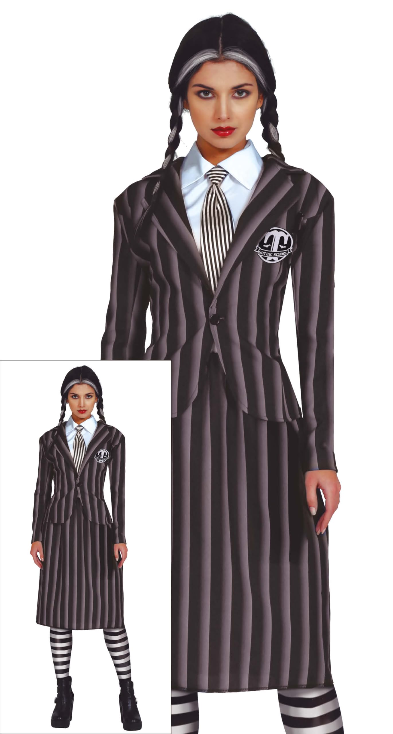 FIESTAS GUIRCA Gothic Family Girl School Uniform Fancy Dress - Gothic Girl Costume - Halloween Girls Costumes Teenagers 14-16 years