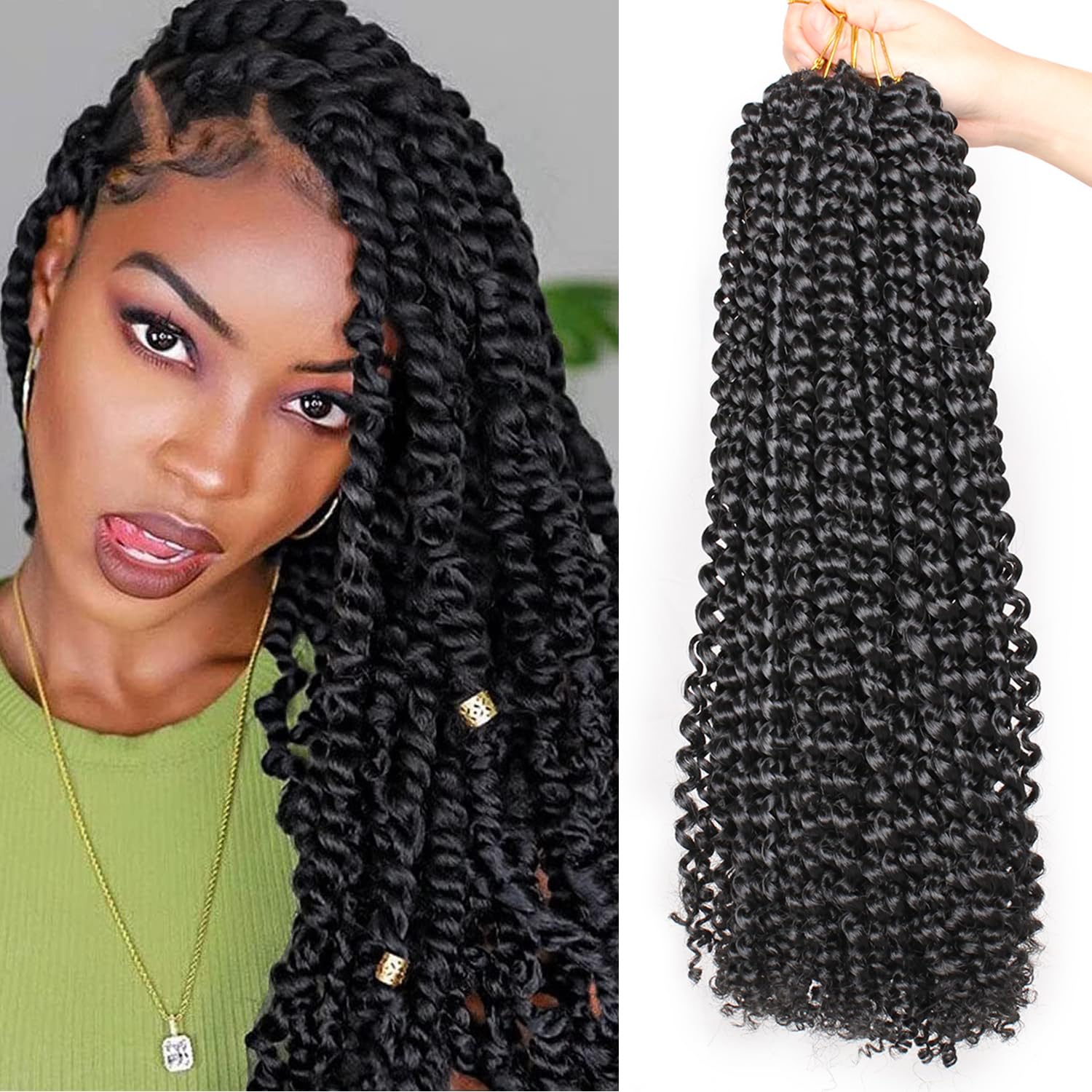 Mscat Water Wave Crochet Hair - 18 Inch Passion Twist Extensions in 7 Packs - Synthetic Hair for Bohemian Braiding — image 1