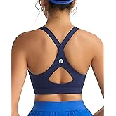 RUNNING GIRL Sports Bra for Women,Y Back Molded Cup Strappy Running Sports Bra with Sewn in Pads