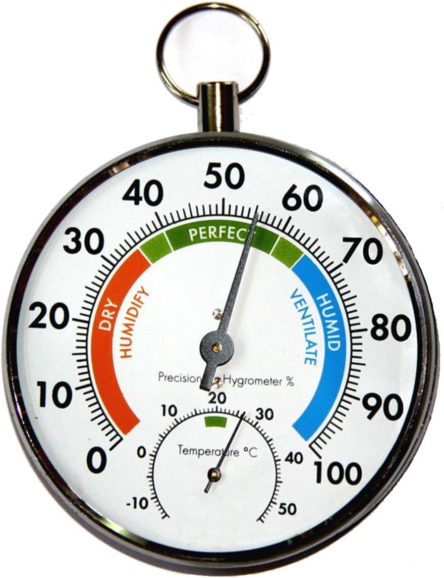 Igrometro Analogico Termoigrometro Di Precisione - 25 Cm, Bianco, Per Monitorare Temperatura E Umidità In Casa, Ufficio, Serra