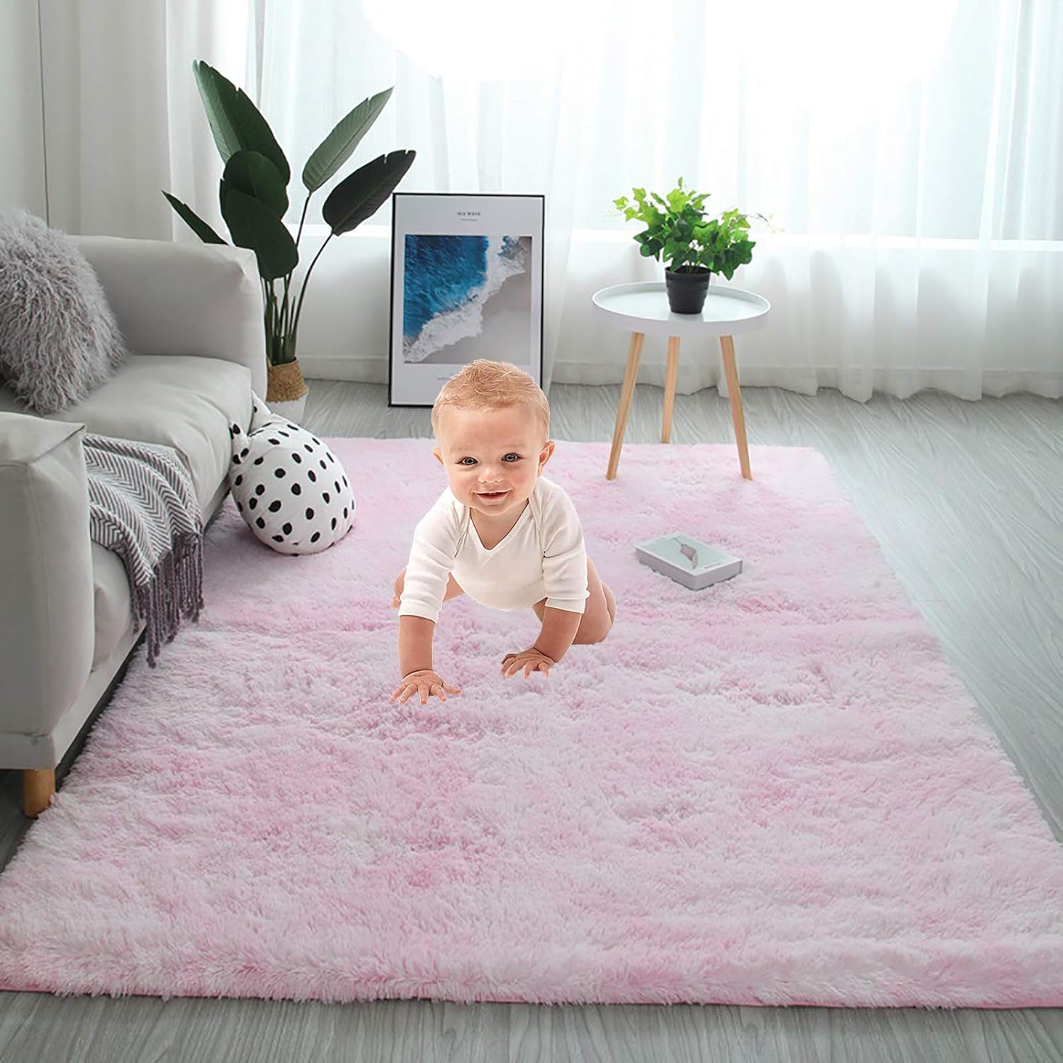 Suave Fluffy Dormitorio Alfombra Para El Bebé,3.3'X 5.2'Feet Super