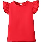 LYSMuch 2-5T Toddler Girls Ruffle Sleeve T Shirt Puff Short Sleeve Basic Tank Top Blouse Plain Solid Kids Casual Clothes