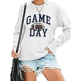 Ladicme Women Football Sweatshirts Game Day Sweatshirt Football Team Fans Pullover Heart Graphic Long Sleeve Tops