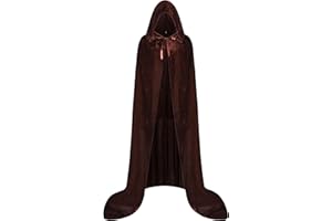 Giftdigger Men Women Velvet Cloak with Hood,Adult Velvet Cape with Hood,Renaissance Halloween Witch Costume,Wizard Cloak