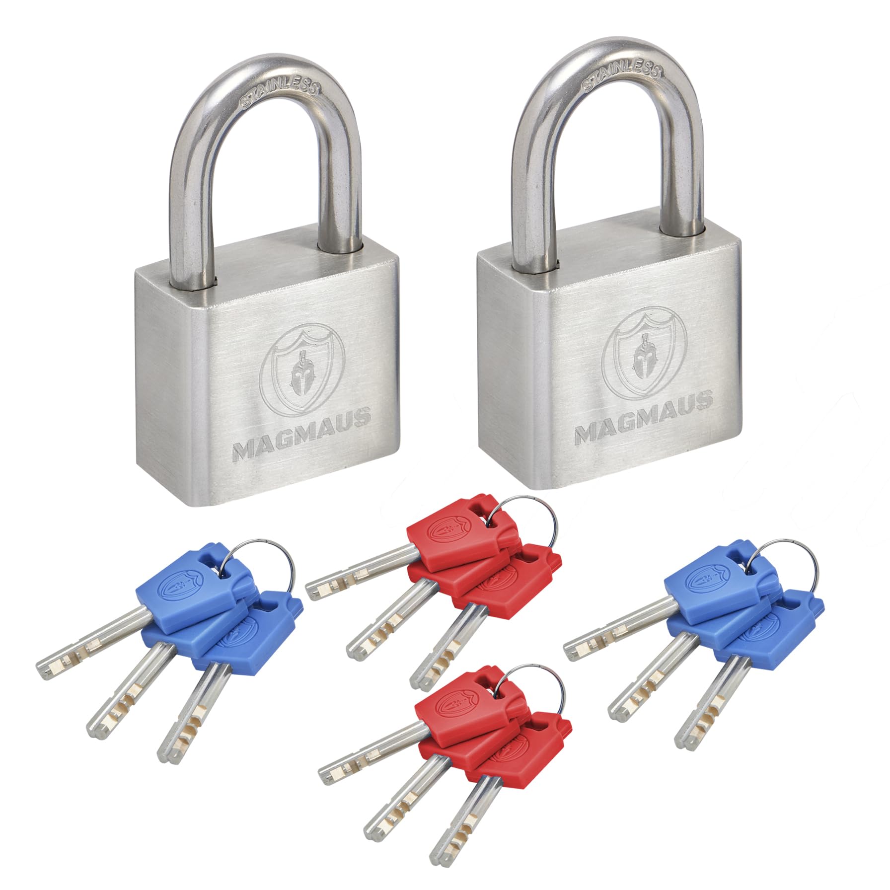 Photo 1 of Magmaus® PD240 Heavy Duty Lock with 12 Keys - [Stainless Steel] Weatherproof Padlock for Outdoor Use - Ideal for Storage Unit, Shipping Container, Gate
