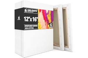 LWR CRAFTS Stretched Canvas 12" X 16" Pack of 6