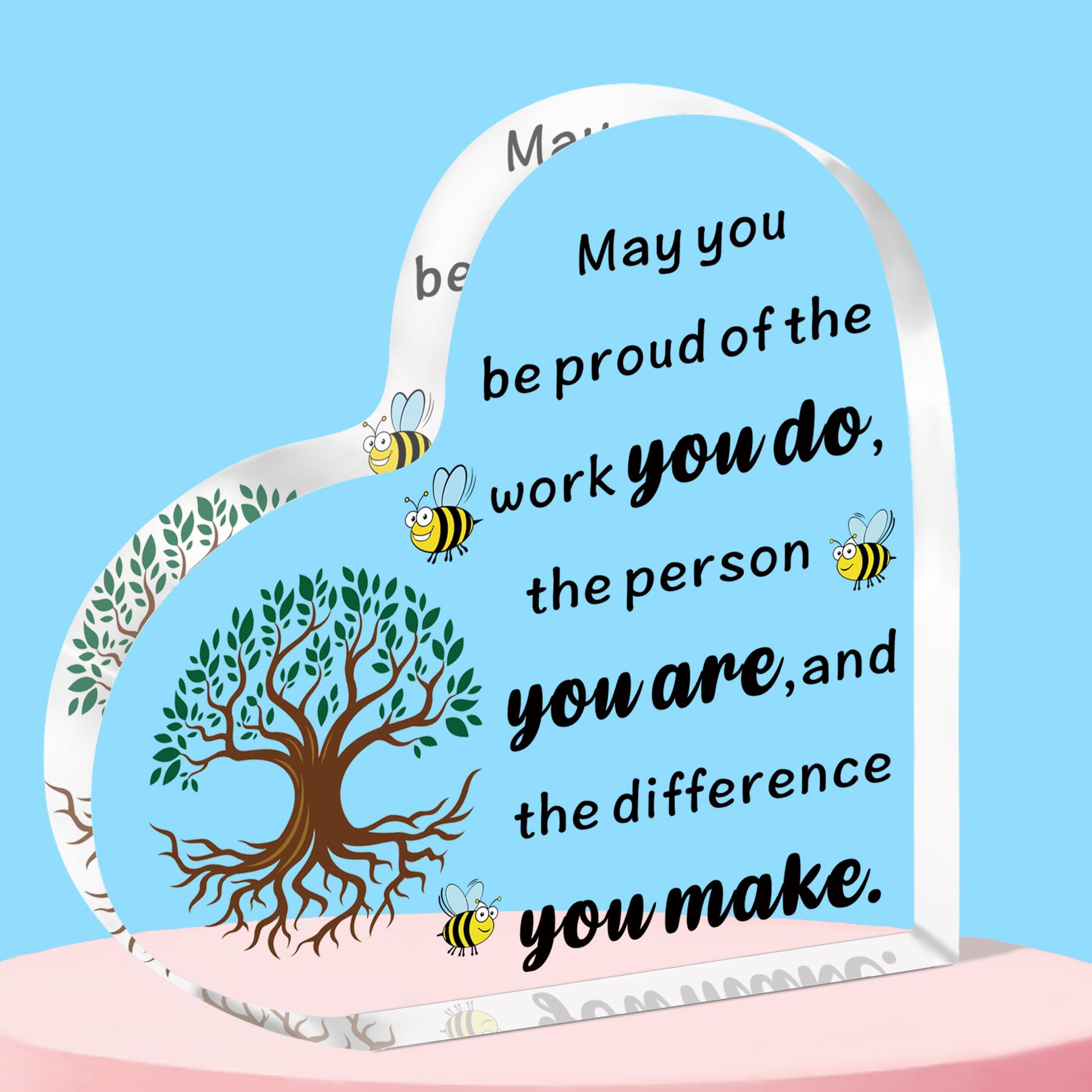 QMVMV Colleagues Gift Acrylic Thank You Gift Employee Appreciation Gift for May You Be Proud of the Work You Do Sign for Retirement Goodbye Farewell Gift Inspirational Paperweight Keepsake