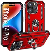 ADDIT i Phone 14 Pro Case, for iPhone 14 Pro Case,with Kickstand Ring,Adjustable Stand,Military Grade,Heavy Duty Protection,Shockproof,Anti-Fingerprint,Support Magnet Car Mount,Red