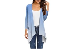 XPSJBBB Bomber Jacket Women 3/4 Length Sleeve Draped Long Duster Lightweight Summer Cardigan Gradient Versatile Bolero Shrugs
