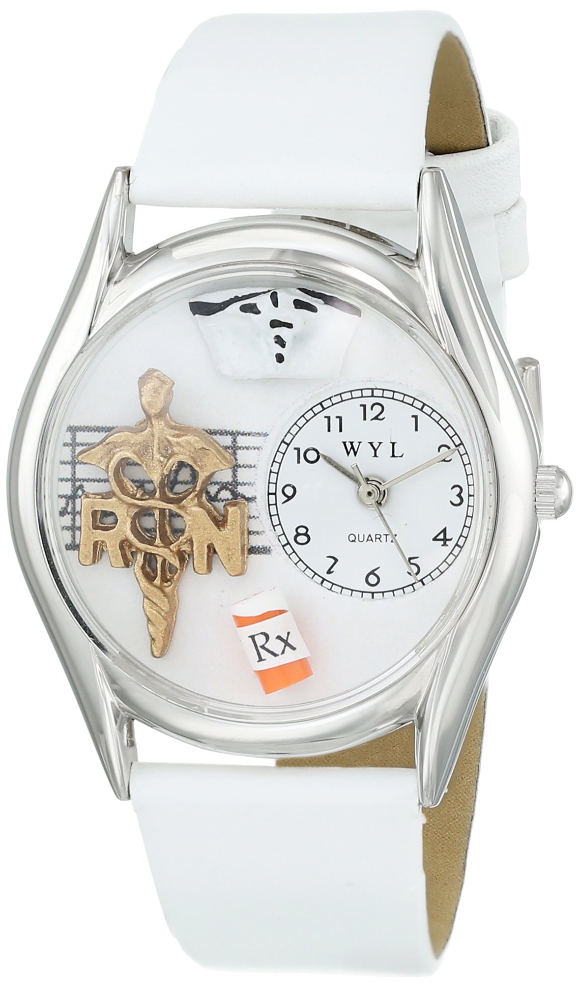 Whimsical Watches RN White Leather and Silvertone Unisex Quartz Watch with White Dial Analogue Display and Multicolour Leather Strap S-0610019