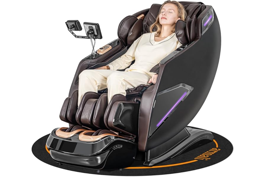 4D Massage Chairs Full Body,Zero Gravity SL-Track Shiatsu Massage Chair Recliner,Core Heating,20 Massage Techniques,Deep Yoga Stretch,Foot Rollers, Ai Voice,Touch Screen,Wireless Charging
