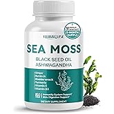 SEA Moss Black Seed Oil Ashwagandha Ginger 16-in-1 Formula - with Burdock, Bladderwrack, Turmeric Non-GMO, Gluten-Free, Soy-Free