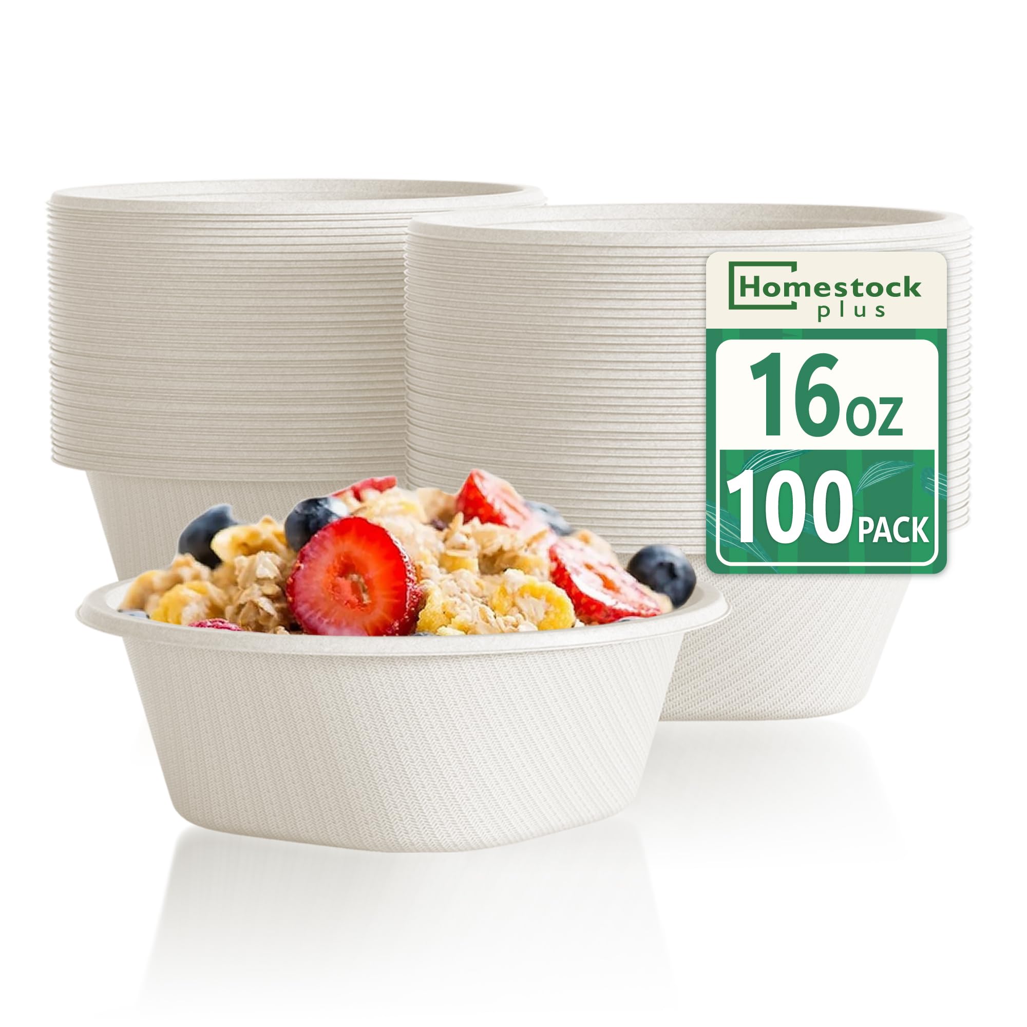 Photo 1 of Homestockplus 16 Oz Small Paper Bowls Disposable Bowl - Sugarcane Fiber, Microwave & Freezer Safe, BPA-Free Eco-Friendly Compostable Bowls for Ice Cream, Kids Snacks, Cafe Desserts[100 Pack] (White)