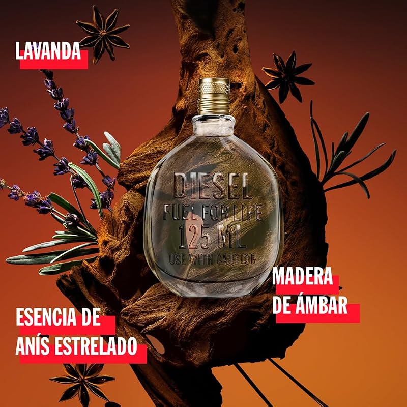 Fuel for Life, Perfume Masculino Água em Vaporizador de Spray, Fragrância Sensorial, 125 ml