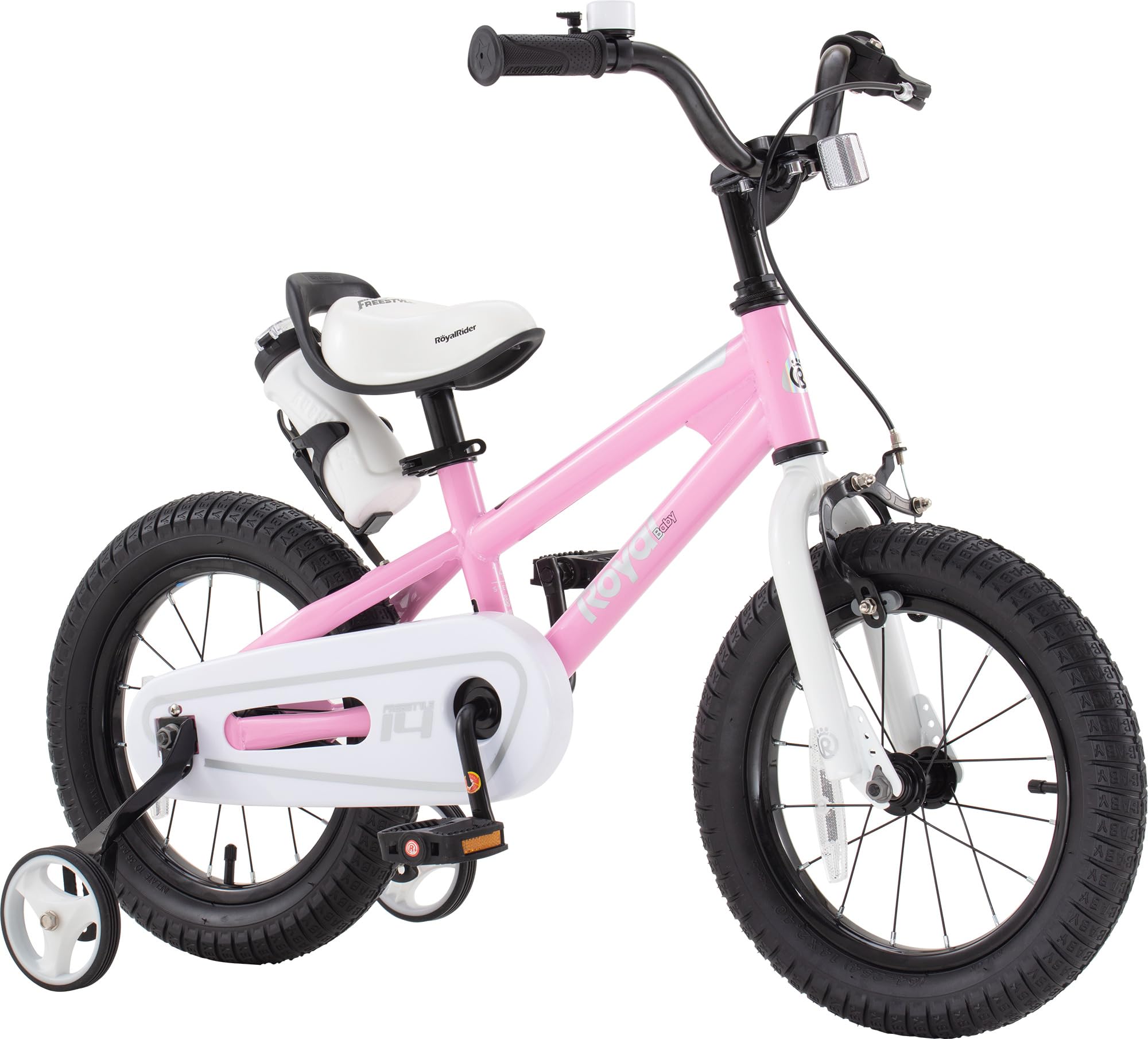 RoyalBaby Freestyle Toddlers Kids Bike 12 Inch Childrens Learning Bicycle with Training Wheels Boys Girls Beginners Ages 3-4 Years, Pink Image