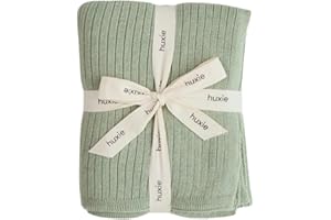 HUXIE Knitted Organic Cotton Baby Blanket- Swaddle Blanket, 30" x 40" Soft Receiving Blanket for Newborn (Roman Green)