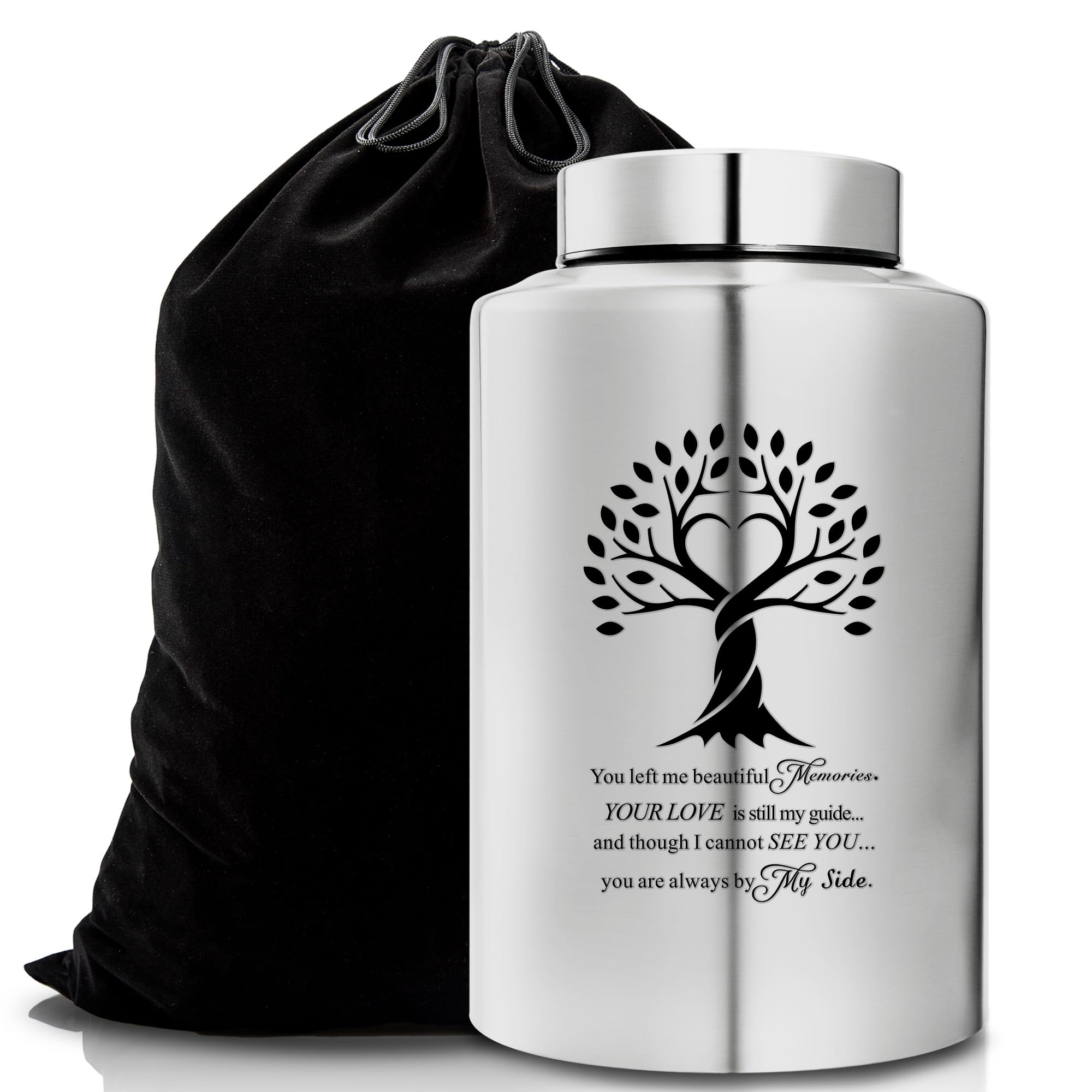 Gredstar Tree of Life Adult Cremation Urn for Human Ashes - Large Memorial Urn with Black Velvet Bag, Funeral Decorative Ashes Holder for Burial or Keepsake,Always By My Side
