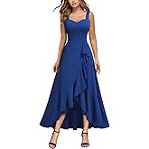 Miusol Women's Casual V-Neck Ruffle Split Flowy Cocktail Party A-Line Dress