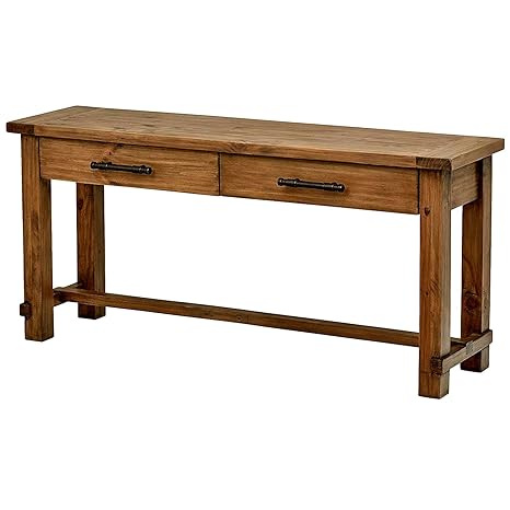 Console Tables Furniture Rustic Wooden Hall Table 2 Drawers Solid