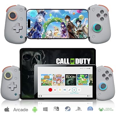 arVin Wireless Gamepad Controller for iPhone/iPad/iOS/Android/Tablet [Within 5-13"]Support Xbox Cloud Gaming/Remote Play/Steam/CODM/Genshin - with Hall Effect Sensing Joystick/RGB Light/Turbo/Back Key